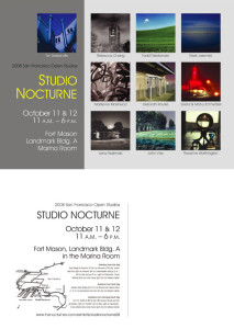 Both sides of postcard for Studio Nocturne 2008, part of San Francisco Open Studios
